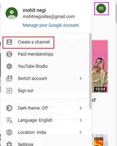 create a youtube channel