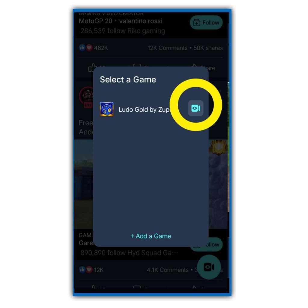 click on record icon -फेसबुक पर Live Game कैसे खेलें