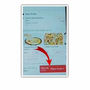 place pizza order on zomato app